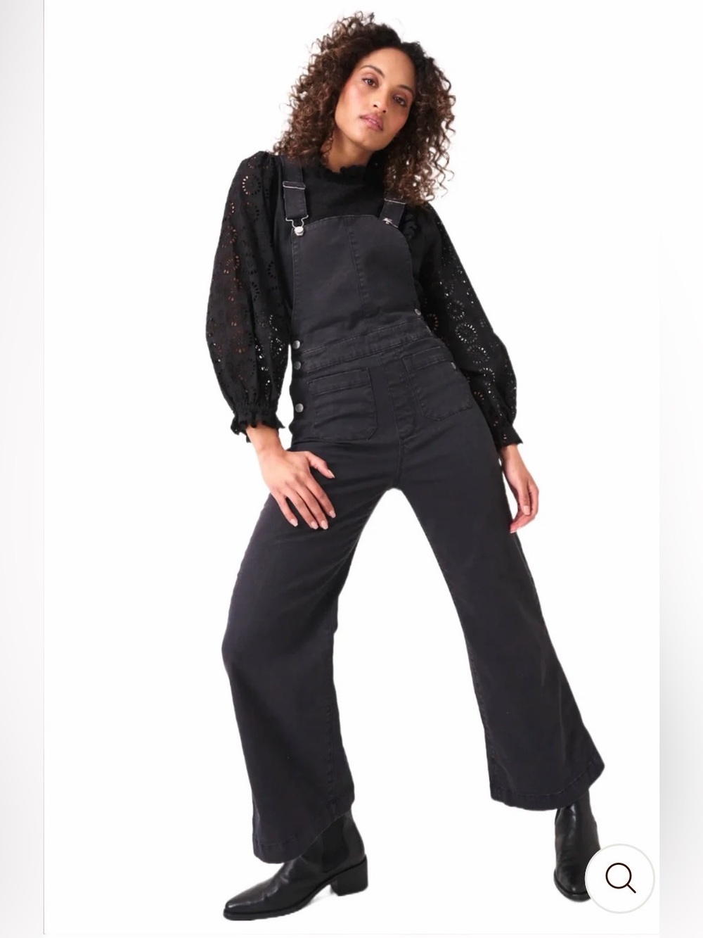 ROLLA’S Sailor Overalls Women - Washed Black Wide-Leg Denim- US Sz 8/ AU 12 EUC